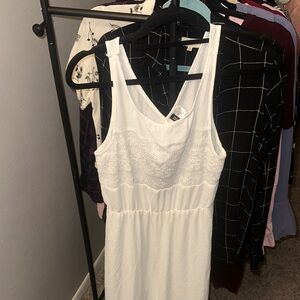 Divided Ivory Lace Midi Dress